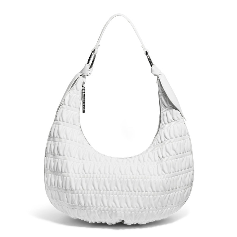 House of Want How We Saunter Boette Vegan Leather Shoulder Bag White Shirring